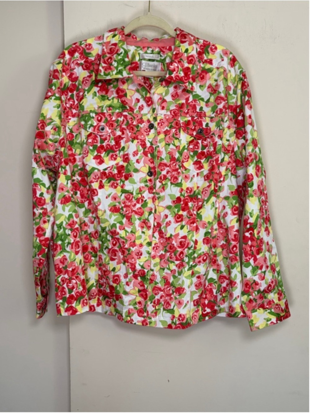 Christopher & Banks Women's Rose Floral Cotton Denim Jacket Size 2x